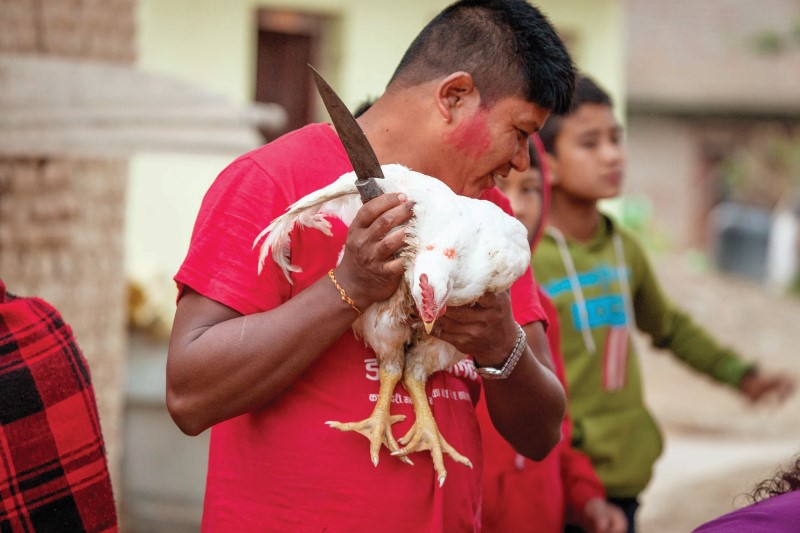 Man with Chicken