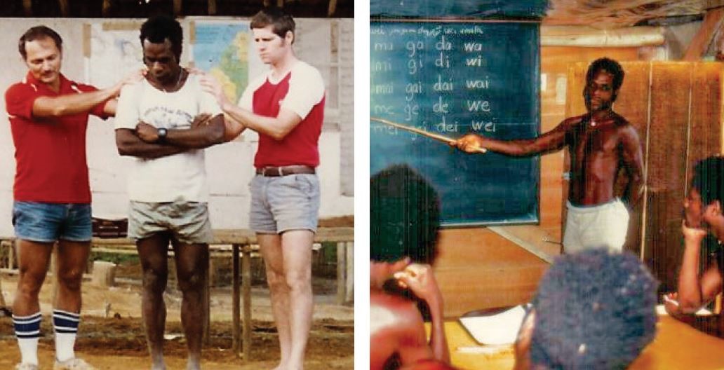 Left: Mark Zook and Dave Yunker are commissioning a Mouk teacher. Right: Teaching literacy Left: Mark Zook and Dave Yunker are commissioning a Mouk teacher. Right: Teaching literacy