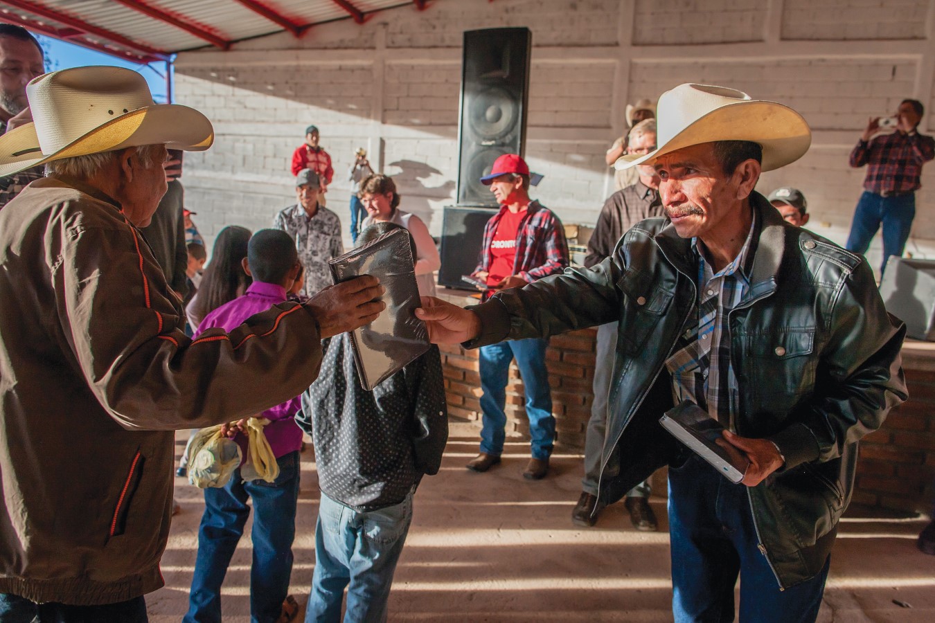 Juan, on right, one of the pillars of the Tepehuan church